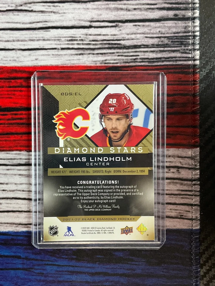 2022 2021-22 Upper Deck Black Diamond Diamond Stars Elias Lindholm 03/25 - Image 2 of 2