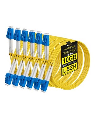 6 Pack OS2 LC To LC Fiber Patch Cable 2m LSZH Single Mode Optic Ethernet 1G/10GB