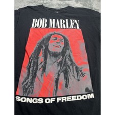 Bob Marley SONGS OF FREEDOM T-Shirt Tee Size Large Jamaica Zion Black Red