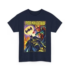 Batman/Spider-Man T-Shirt - Mark Bagley Art - DC Comics/Marvel Comics Crossover