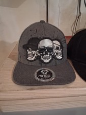 Grey And Black Skull Snap Back Hat