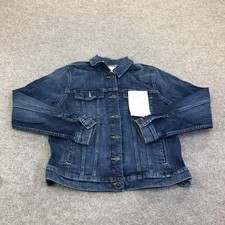 Lucky Brand Jacket Mens Large Blue Denim Bomber Trucker Button Front Casual