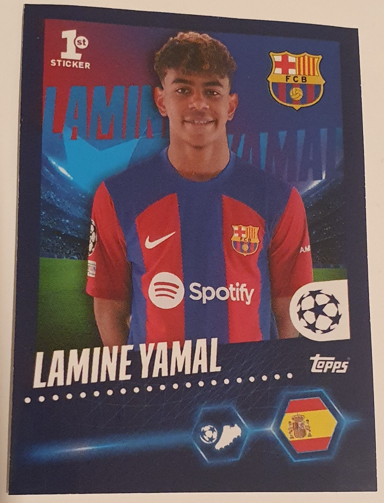Lamine Yamal 1st Sticker Rookie 2023/24 Topps UEFA Champions League Barcelona