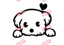 Dog Love Peeker heart decal sticker paw print vinyl waterproof car laptop window