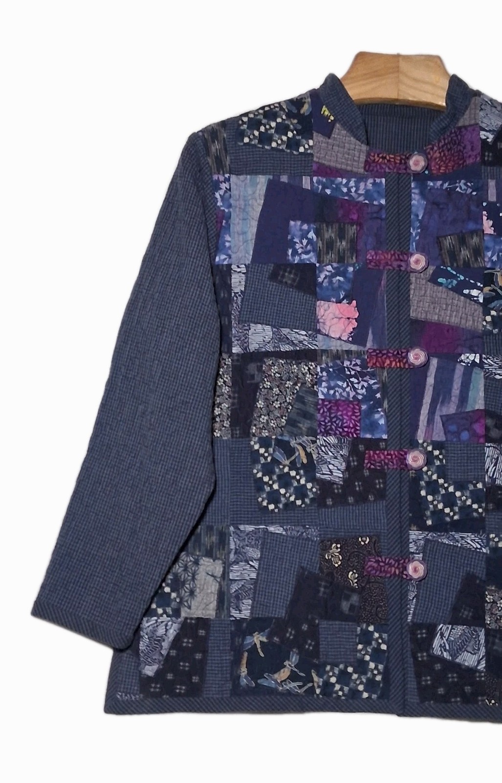 Womens Cotton Patchwork Quilted Jacket Large Blue… - image 5