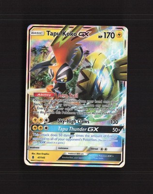 tapu koko pokemon card price Tapu Koko GX 47/145 Guardians Rising Ultra Rare Holo Pokemon Card LP+