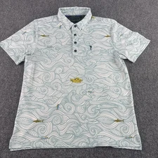 William Murray Shirt Mens Medium Blue Deep Sea Diver Print Polo Short Sleeve
