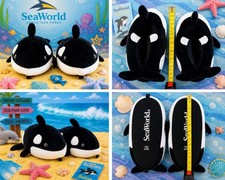 Genuine San Diego SeaWorld Orca Whale Plush Children’s Slippers from 2005 trip!