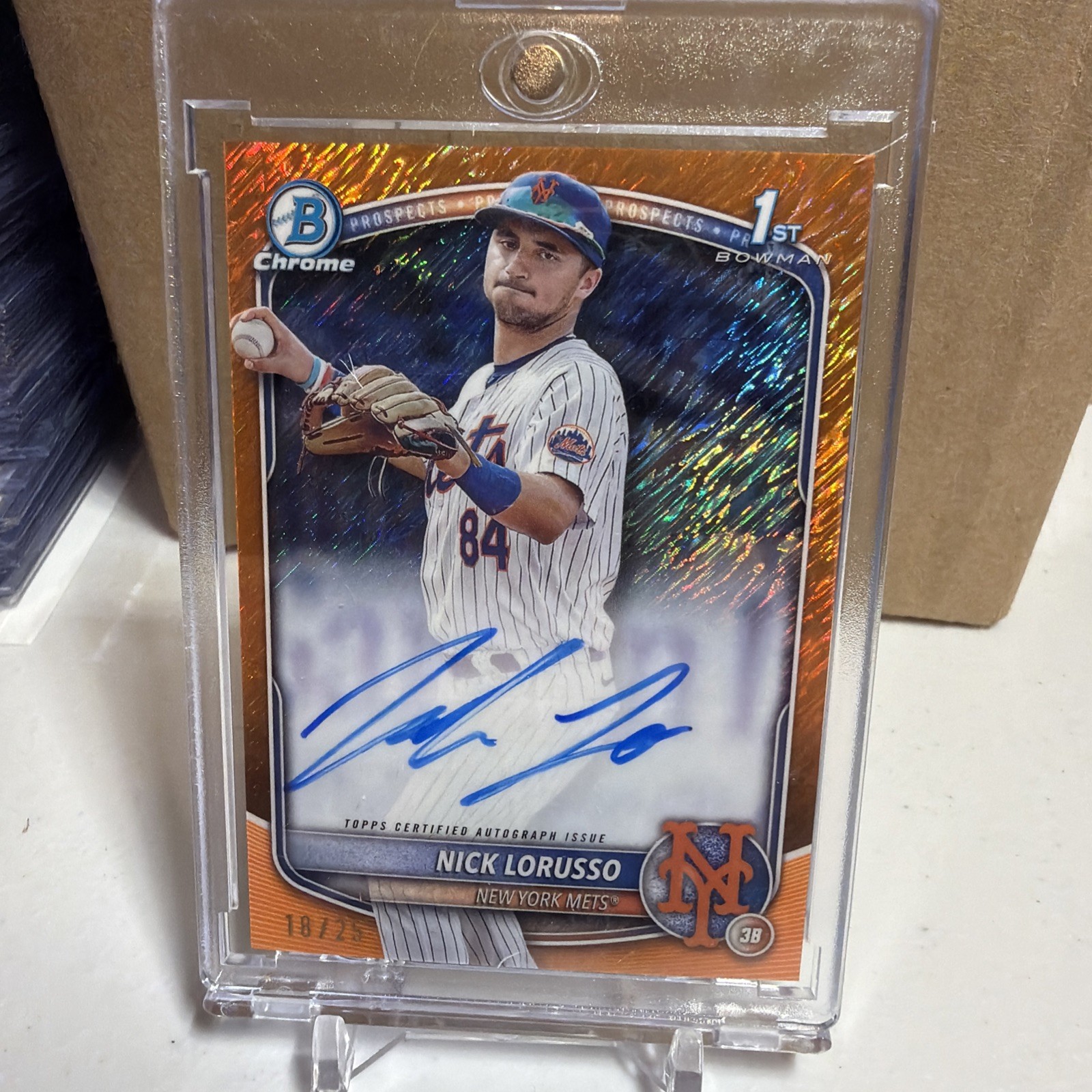 2025 Bowman Chrome NICK LORUSSO Orange Shimmer Refractor AUTO /25 CPA-NL RC