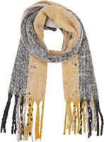 Ichi Damen Iasage SC Mode Schal Tuch Winterschal, Grau/Gelb, One Size