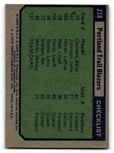 1975-76 Topps Basketball Poor to Good You Choose, Complete Your Set #1-330 - Bild 305 von 459