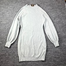 Exlura Bodycon Sweater Dress Womens XL Gray Puff Sleeve Mock Neck Warm Winter