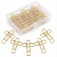 Gold Heart Cross Paper Clips Gold - 50 Pack Versatile Bible Study Supplies,Me...