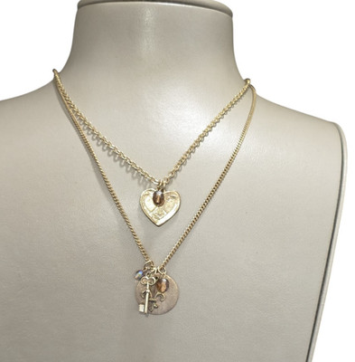 Stephan & Co Women's Gold Plated Double Layer Heart Pendant Charm Necklace NWT