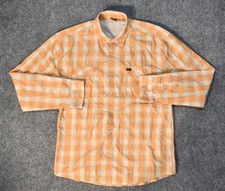 Howler Bros Mens H Bar B Shirt Sz XL Orange Plaid Pearl Snap Long Sleeve Western