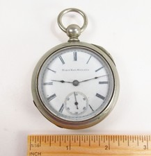 Antique 1888 Elgin USA 7J Grade 97 Silveroid Case Key Set Pocket Watch As-Is