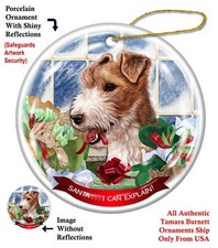 Fox Terrier Wirehair Santa...I Can Explain Holiday Ornament