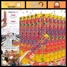12-Pack Multicolor Confetti Cannons - Biodegradable Party Poppers, 12" Launch 15