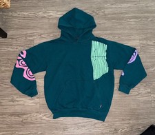 Insomniac Mens Sz L Hoodie Sweatshirt Blue Festival Neon Y2K Made In The USA