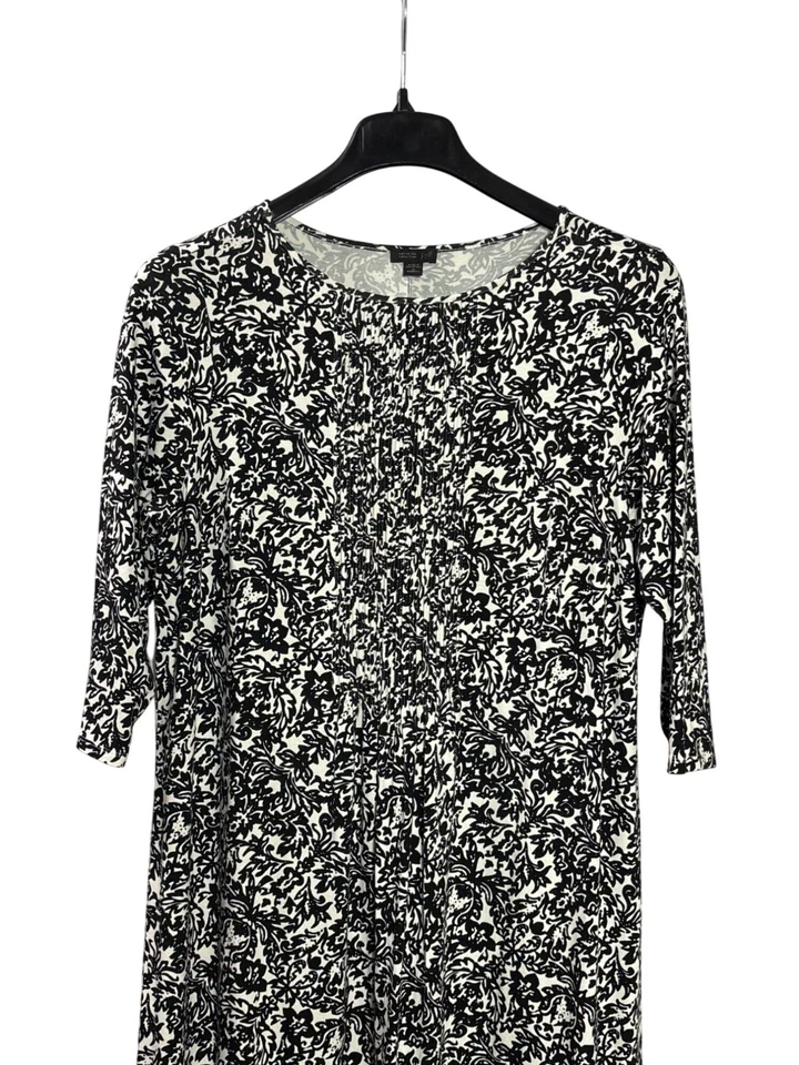 J. Jill Wearever Collection Black White Abstract Floral Midi Shift Dress 1X - Image 2 of 4