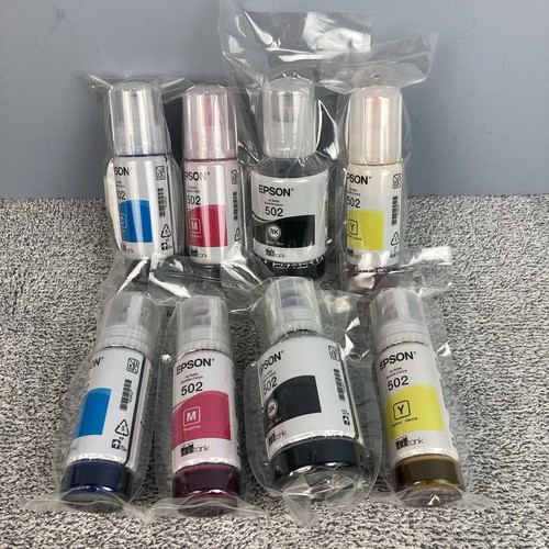 Epson 502 Ecotank Ink - Black/Cyan/Magenta/Yellow Combo Pack GENUINE OEM -Lot 6 - Picture 1 of 9