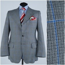 Blazer uomo vintage 42R taglia UK MEISTER KLASS giacca cappotto sportivo lana grigio check