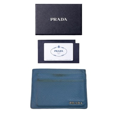 PRADA Blue Azzurro Saffiano Leather card holder 2M1149 | eBay