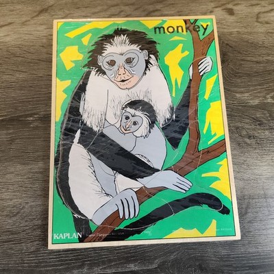 Vtg 90's Woodboard Puzzle 9 Pc 1999 Monkey Animal USA Educational #43668 Sealed