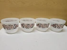 Vintage Federal Glass Custard Cups Black and Brown Poppy Milk Glass Set of 4