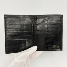 Vintage Christian Dior Black Leather Bifold W...