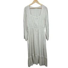 Lost + Wander Square Neck Milk Maid Puff Sleeve Maxi Dress Cottage Boho Cream L