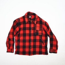 Vintage Woolrich Red Black Buffalo Plaid Wool Jacket Men's Size 42 Full Zip