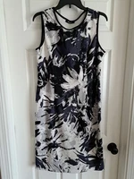 Nine West Womens Pencil Sleeveless Knee Length Abstract Dress. Gry/whi/blk US 14