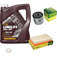 Mann Inspektionspaket 5L Mannol Longlife 504/507 5W-30 FüR VW Skoda Polo 1.0