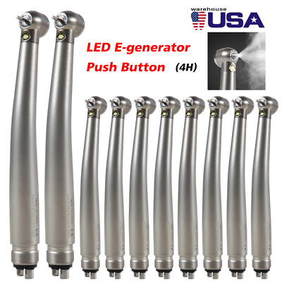10*Dental Fiber Optic LED E-generator High Speed Handpiece Triple Spray 4 Holes