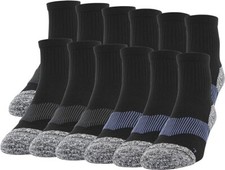 Gildan Men's Active Strategic Cushion Ankle Socks, Multipairs, Black 12-PK 958 