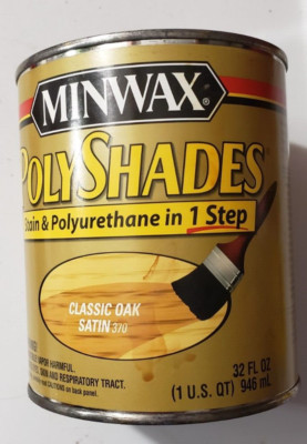Minwax Polyshades Oil-Based Stain Polyurethane Mission Oak #385 Satin quart, NOS
