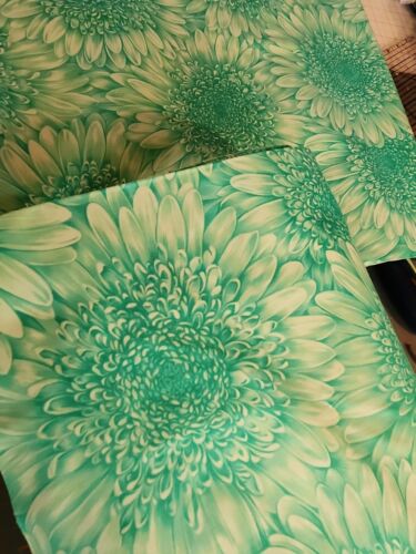 Moda PETAL POWER Maggie & Sharon Unusual Green LARGE Chrysanthemums BTY  - Picture 1 of 5