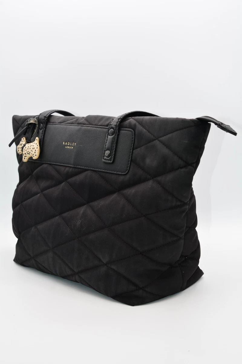 RADLEY London Charleston Medium Black Quilted Tote Shoulder Bag Purse AS IS