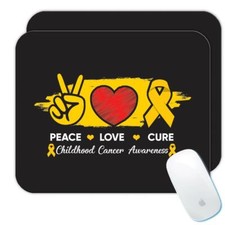 Gift Mousepad : Peace Love Cure Childhood Cancer Awareness Gold Ribbon Support