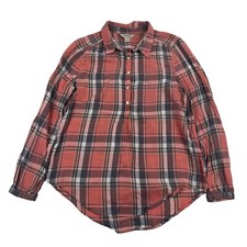 Lucky Brand Women's Multicolor Plaid Flannel Partial Button Shirt Sz S Cotton