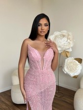 sparkly evening dresses long pink mermaid bling formal dress