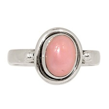 Natural Peruvian Pink Opal 925 Sterling Silver Ring Jewelry s.6.5 ALLR-32001