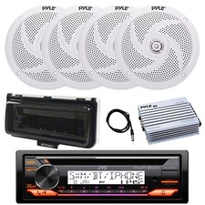 JVC Marine CD Receiver, Amp, 4x 8" 320 Watt Speakers, Cover White , Antenna