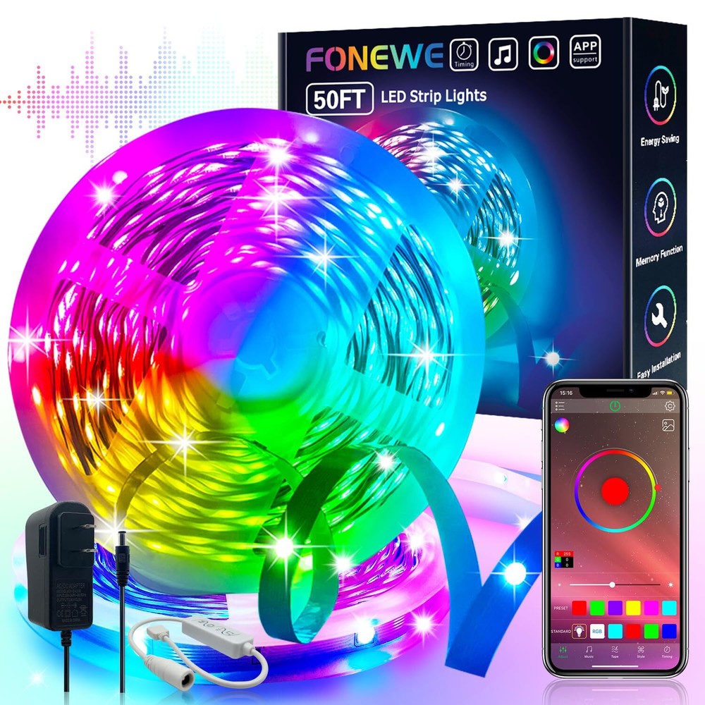 50ft Led Lights for Bedroom Led Strip Lights Led Light Strip with App Led Lig...