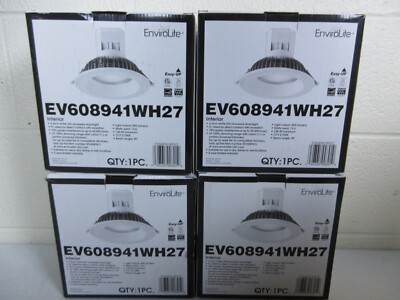 EnviroLite Easy Up with Magnetic Trim 6 in. White Integrated LED Recessed 4PK