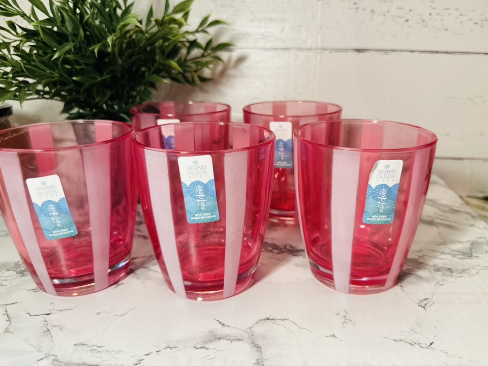 Juego de vasos Sigrid Olsen acrílico rosa y blanco/5 sin BPA juego de vasos Foto 2 de 4