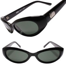 Grunge Aesthetic Authentic Vintage Men Womens Oval Black Sunglasses