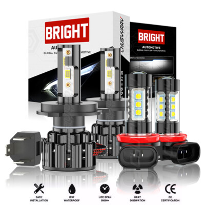 For Mini Cooper Hatchback 2015-2019 Front LED Headlights + Fog Lights Bulbs 4PCS