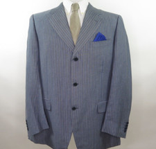 Canali Mens Pure Wool Light Blue Striped Italian Blazer Jacket Sport Coat 44 R